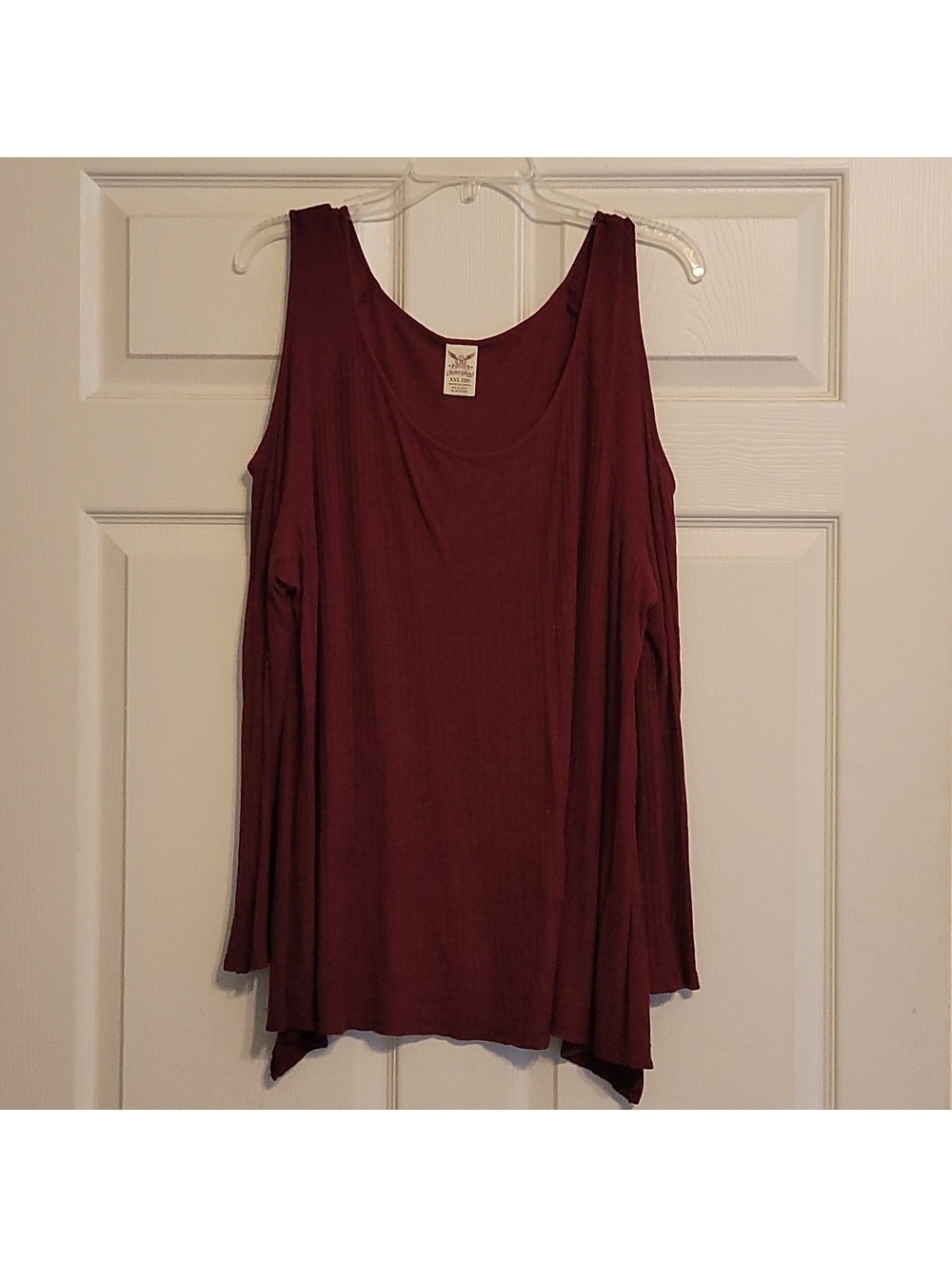 Faded Glory Women's Red Long Sleeve Cold Shoulder Top XXL
